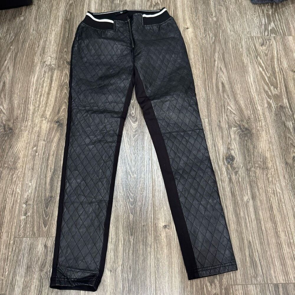 Buffalo David Bitton Faux Quilted Leather Pants Black